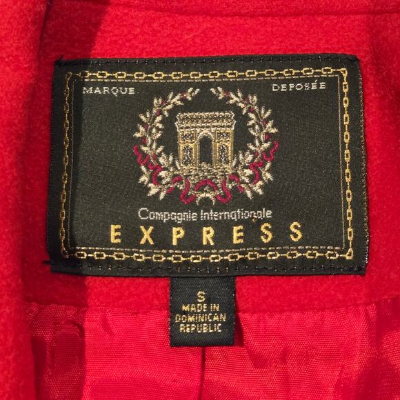 Vintage 80's 90's Express Red Wool Cashmere Blend 3-Button Classic Blazer, Sz S - Picture 6 of 9